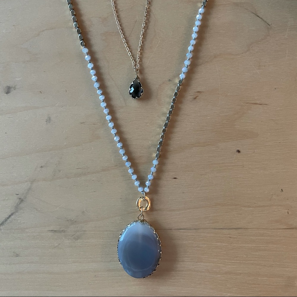 Double layered beaded necklace